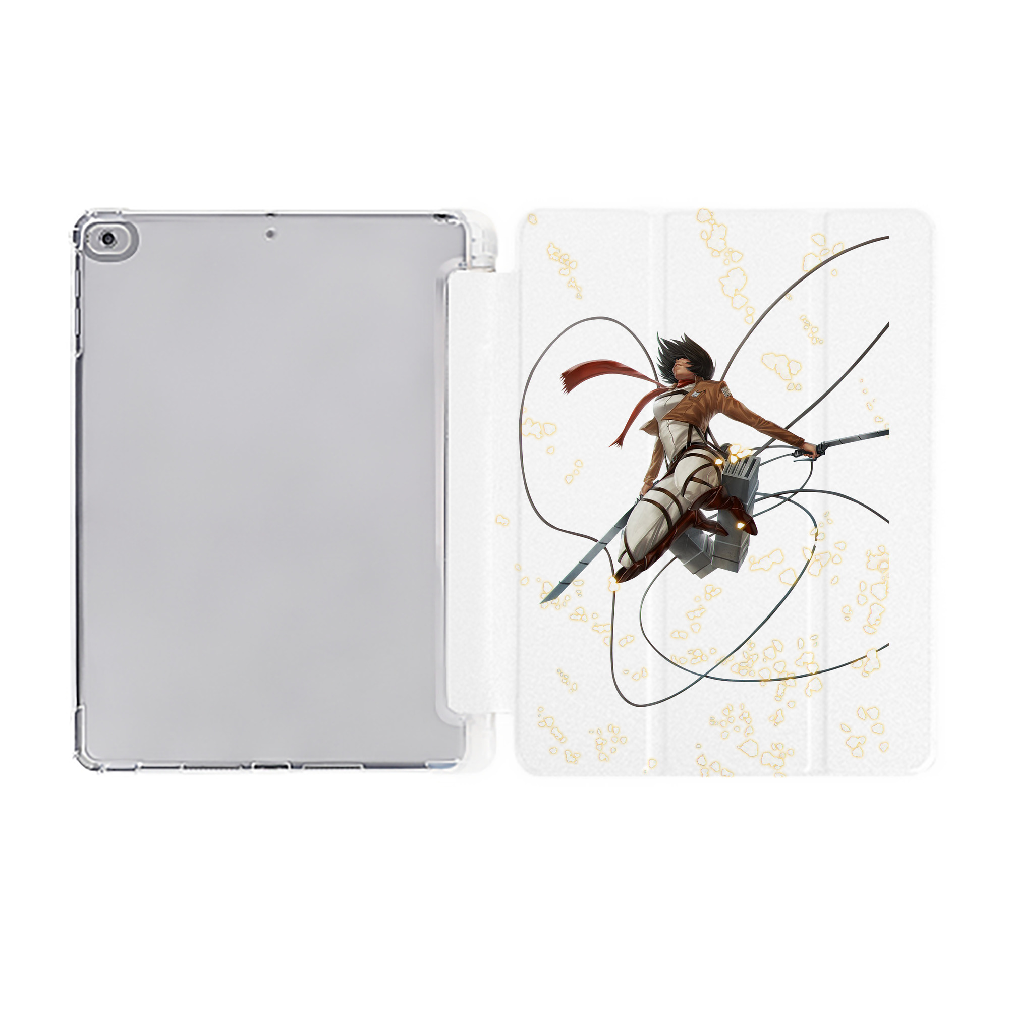 （画像用） 進撃の巨人 ミカサ·アッカーマン Attack on Titan Mikasa Ackerman IPad ケース ペン収納付き 三つ折りスタンド PUレザー×シリコン 対応機種9.5/10.5/10.9インチ